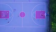 Stock Video Aerial View Of A Blue And Purple Basketball Court Live Wallpaper for PC