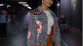 Urvashi Rautela Spotted at Airport in Orange Jeans