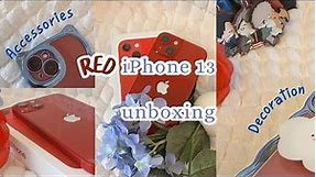 aesthetic iPhone 13 (red, 512gb) unboxing in 2023 🍎📦 accessories & decoration