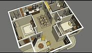 90m2 - Simple house plans with 3 Bedrooms, 2 Baths