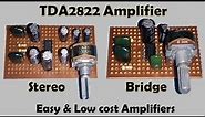 TDA2822 Amplifier Circuit | Stereo Bridge Mono | Mini Audio Amplifier 3V 5V 6V 9V