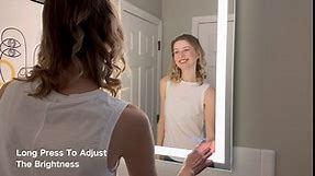 ANTEN 32x24 inch LED Lighted Bathroom Mirror, Wall Mounted Bathroom Vanity Mirror, Dimmable Touch Switch Control, 3000-6000K Adjustable Warm White/Natural/Daylight Lights, Horizontal & Vertical
