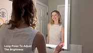 ANTEN 32x24 inch LED Lighted Bathroom Mirror, Wall Mounted Bathroom Vanity Mirror, Dimmable Touch Switch Control, 3000-6000K Adjustable Warm White/Natural/Daylight Lights, Horizontal & Vertical