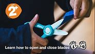 Fiskars 5" Left-Handed Softgrip Pointed-Tip Scissors for Kids 4-7 - Scissors for School or Crafting - Back to School Supplies - Blue Lightning