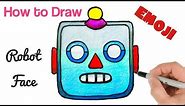 How to Draw a Robot Emoji Easy with Coloring