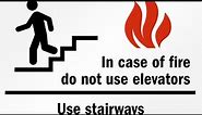 In case of fire, do not use elevator, use the stairs.