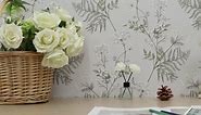 Peel and Stick Wallpaper Gray Floral Green Leaf Wallpaper 16.1"x118" Vinyl Contact Paper Self Adhesive Removable Wallpaper Boho Flower Wall Paper for Furniture Walls Covering