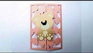 Baby Shower invitation SVG CUT FILE Cricut tutorial cardmaking teddy bear Silhouette Cameo Laser Cut