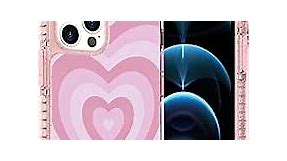 Compatible with iPhone 12 Pro Max Case, Cute Pink Heart Pattern, Clear Bling Bumper iPhone 12 Pro Max Case for Women Girls, Shockproof Protective Case for iPhone 12 Pro Max 6.7 Inch Pink Heart