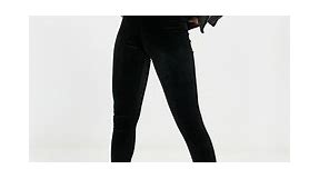 AllSaints Cora high rise velvet leggings in black | ASOS