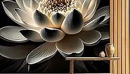 White Lotus Flower Patterned Wallpaper - Elegant and Serene Lotus Design for Home, Cafe and Office Decor (Textile Vinyl, 158''Wx104''H)