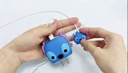 AIBEAMER Cute Stich Case for iPhone 20W USB-C Power Adapter Charger, 3D Kawaii Cartoon Fashion Soft Silicone Fast Chargers Block Protective Cover with Removal Kit (Blue)