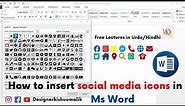 How to insert social media icons in ms word/social media icons in resume, ms word#socialmediaicons