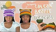 Crochet Cat Beanie Tutorial for Beginners ( Easy Projects )
