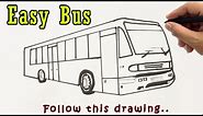 Bus Drawing Easy | How to Draw a Bus Step by Step Outline Tutorial