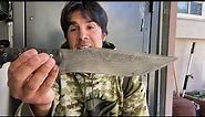 Half Face Blades Damascus Bowie Knife