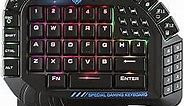 Aula One Handed Gaming Keyboard, RGB LED Backlist Mechanical Keyboard with Removable Hand Rest for PC Gamer & Typing