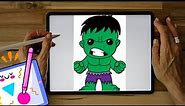 How to draw Hulk clip art step by step, Hulk
