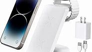 Wireless Charging Station, 3 in 1 Fast Wireless Charger Stand for Multiple Devices Apple Watch Ultra Series 9 8 7 6 SE 5 4 3 2, iPhone 15 14 13 12 11 Pro Max/Plus/Mini/X/XS/Max/XR/SE, Airpods Pro 2 3