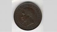 FRANCE 1855 DIX CENTIMES Coin VALUE