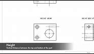 Height, Length/Width, and Depth dimensions on blueprints