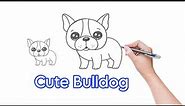 How To Draw A Cute Bulldog Clipart,To Draw step by step, DL cute things