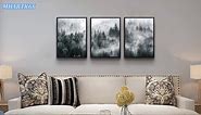 Black Framed Wall Art For Living Room Modern Wall Decorations For Bedroom Foggy Forest Trees Landscape Wall Painting Office Wall Decor Home Decor Ready To Hang a Wall Pictures Of 3 Piece Art Prints