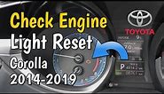 Check Engine Light Reset, Toyota Corolla 2014-2019