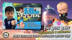 The Boss Baby Invitation Card for Birthday || Free PSD (Photoshop File)