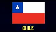 Flag of Chile with national anthem, capital city, area, currency info