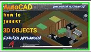 How to insert 3D object in Autocad, Furniture Blocks for Beginners.