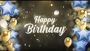Birthday Background Loop - Happy Birthday Balloons - Gold & Blue - Happy Birthday Animation