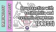 DRESS Syndrome (drug related eosinophilia) - causes, pathophysiology, signs and symptoms, treatment