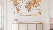 ENJOY THE WOOD 3D Wood World Map Wall Art Large Wood Wall Décor Housewarming Gift Idea Wood Wall Art World Travel Map For Home & Kitchen or Office (Large, Light)