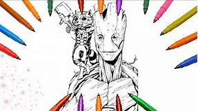 🟢🔵Groot and Rocket 🟣🔴Guardians of the Galaxy || Online coloring