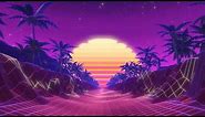 4 Hours 4K Retro Sunset Walk Through Neon Path Palm Trees 80s Visuals Relaxation Without Music