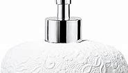 White Soap Dispenser, Ceramic Countertop Lotion Dispenser 14oz with Embossed Design, Bathroom Refillable Lotion Bottle for Shower Soaps Shampoo Kitchen Organization, ANTIS'S HOME