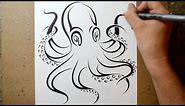 How to Draw an Octopus - Tribal Tattoo Design Style