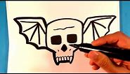 How to Draw a Skull with Wings - Halloween Drawings