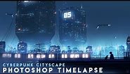 Cyberpunk Cityscape | Photoshop Timelapse | Sci-fi Concept Art