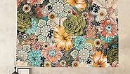 chiinvent Colorful Floral Tapestry Boho Flower Wall Hanging Multi Color Bohemian Flowers Plant Tapestries Botanical Nature Scenery Aesthetic Tapestry Decor for Bedroom Home Party, 51.2" x 59.1"