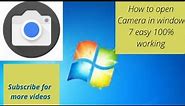How to Open Camera in PC in window 7 free