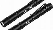LE LED Pen Flashlights, Lightweight, Mini, Waterproof Pocket Flashlight with Clip, 2 Pack Small Flashlights for Inspection, Work, Emergency