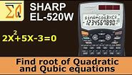 Sharp EL-520W find roots of quadratic and cubic equations