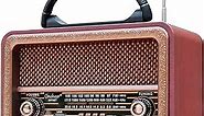 AM/FM/SW 3-Band Portable Radio: Wooden Retro Vintage Radios, Rechargeable Battery Operated, Handheld, for Outdoor Picnic Beach Camping, Supports Bluetooth TF Card USB MP3 Player