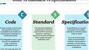 Codes vs standard vs specification