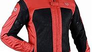 WD Motorsports Miami Mesh Motorcycle Jacket for Adventure Riding - Lightweight with Reflective Panels - Best Biker Textile Jacket - CE Armored (Red, Medium)