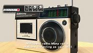 Audiocrazy Retro Boombox Cassette Player AM FM SW Radio, Cassette Recorder with Built-in Microphone, Wireless Streaming, USB Port, Headphone Jack,AC or Battery Powered (Gold)