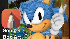 Drawing the Sonic 1 box art using realistic textures. With autodesk sketchbook.