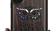 Carveit Designer Wooden Case for Samsung Galaxy S23 Ultra Case Cover [Wood Engraving & Shell Inlay] Unique Wood Phone Case Compatible with Wireless Chargers Galaxy S23 Ultra Case (Owl-Blackwood)